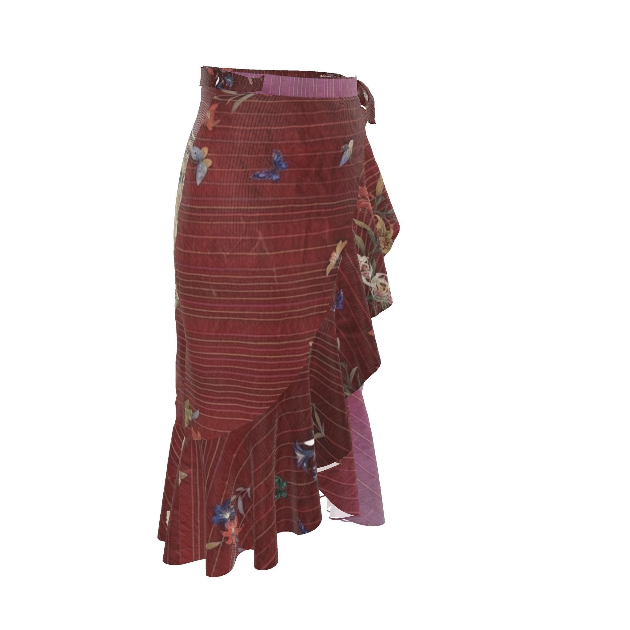 絆 Vagus kanji design silk flounce skirt — blush kanji series, 3d render