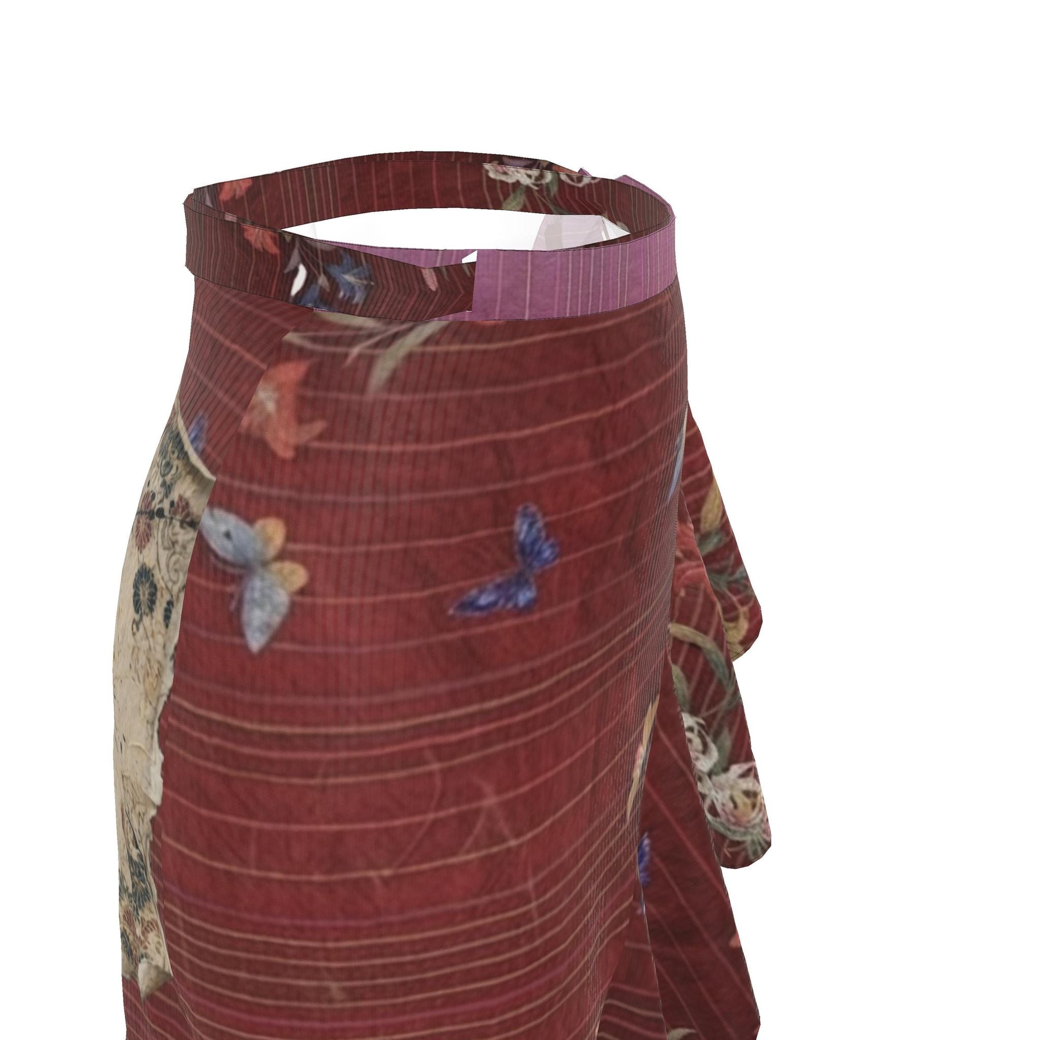 絆 Vagus kanji design silk flounce skirt — blush kanji series, 3d render