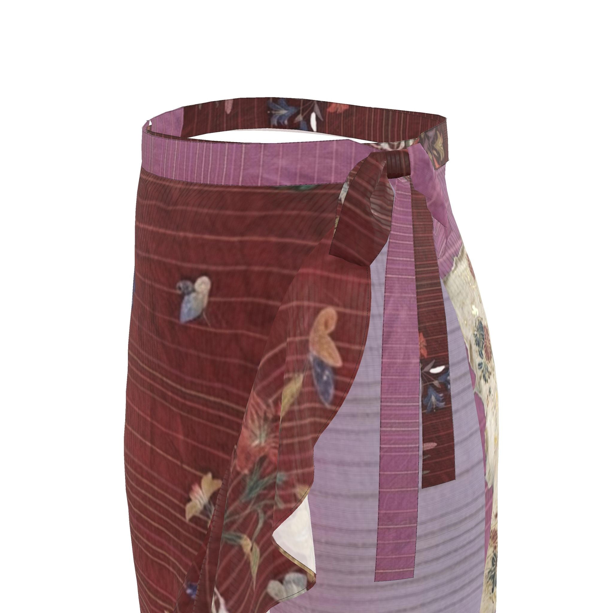 絆 Vagus kanji design silk flounce skirt — blush kanji series, 3d render