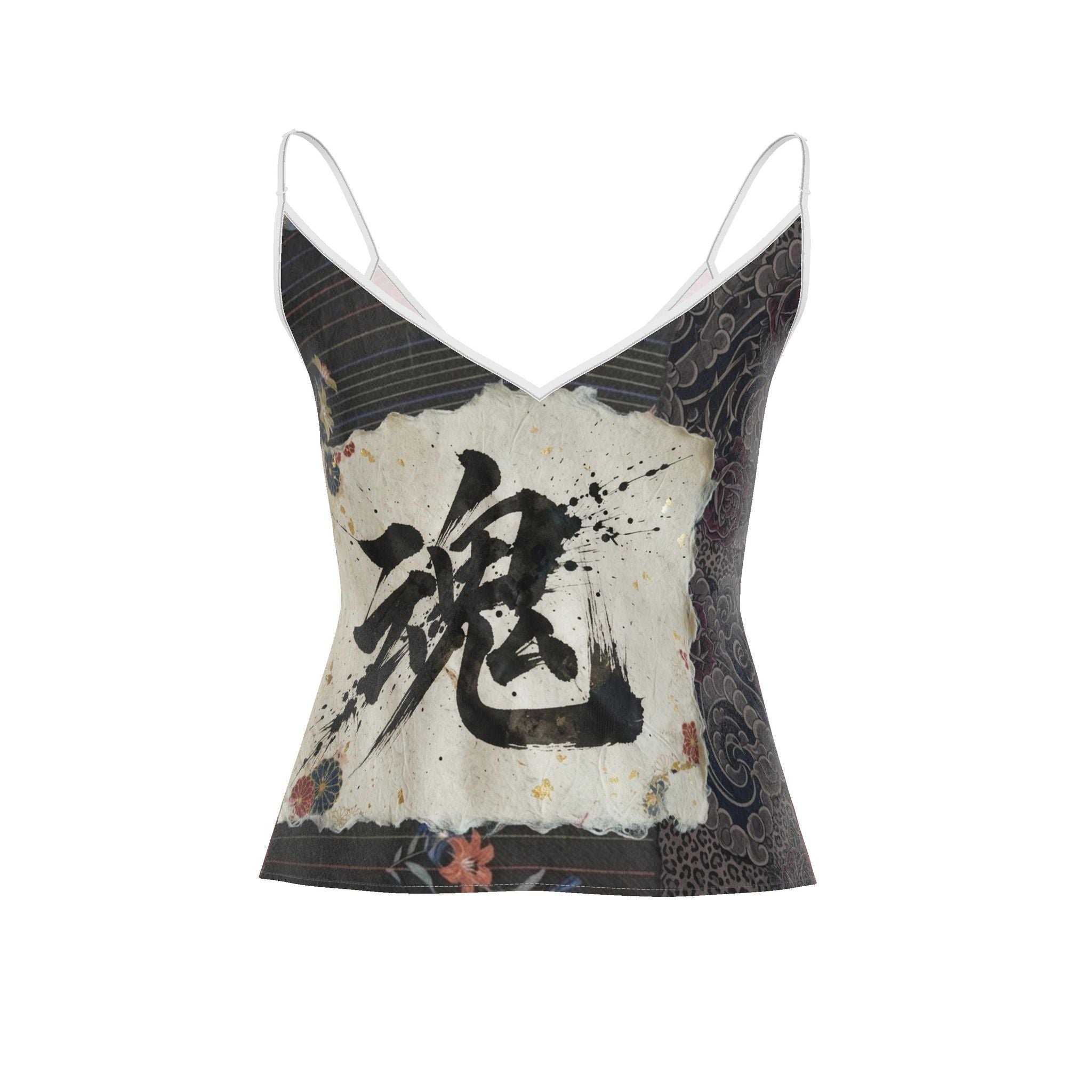 魂 Synapse kanji design strappy camisole — blush kanji series, 3d render