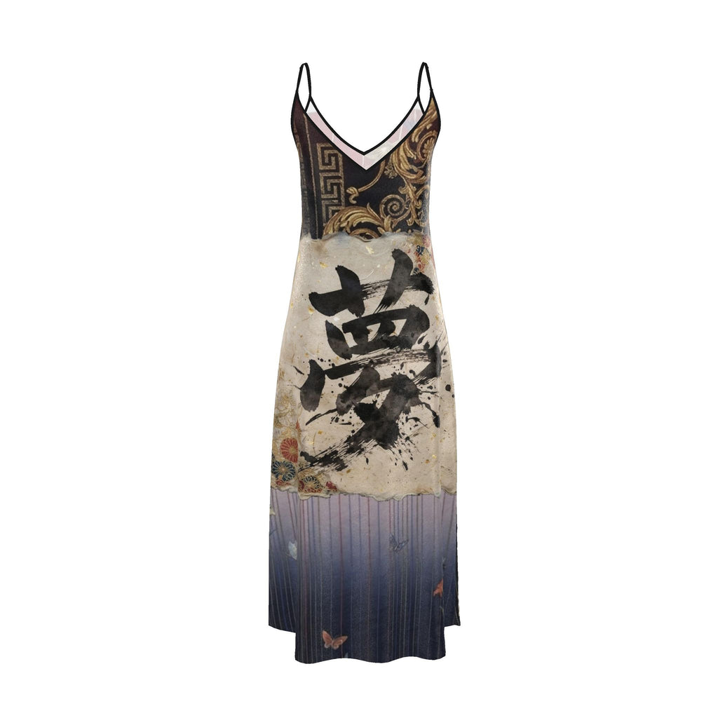夢 Rem kanji design slip dress maxi — blush kanji series, 3d render