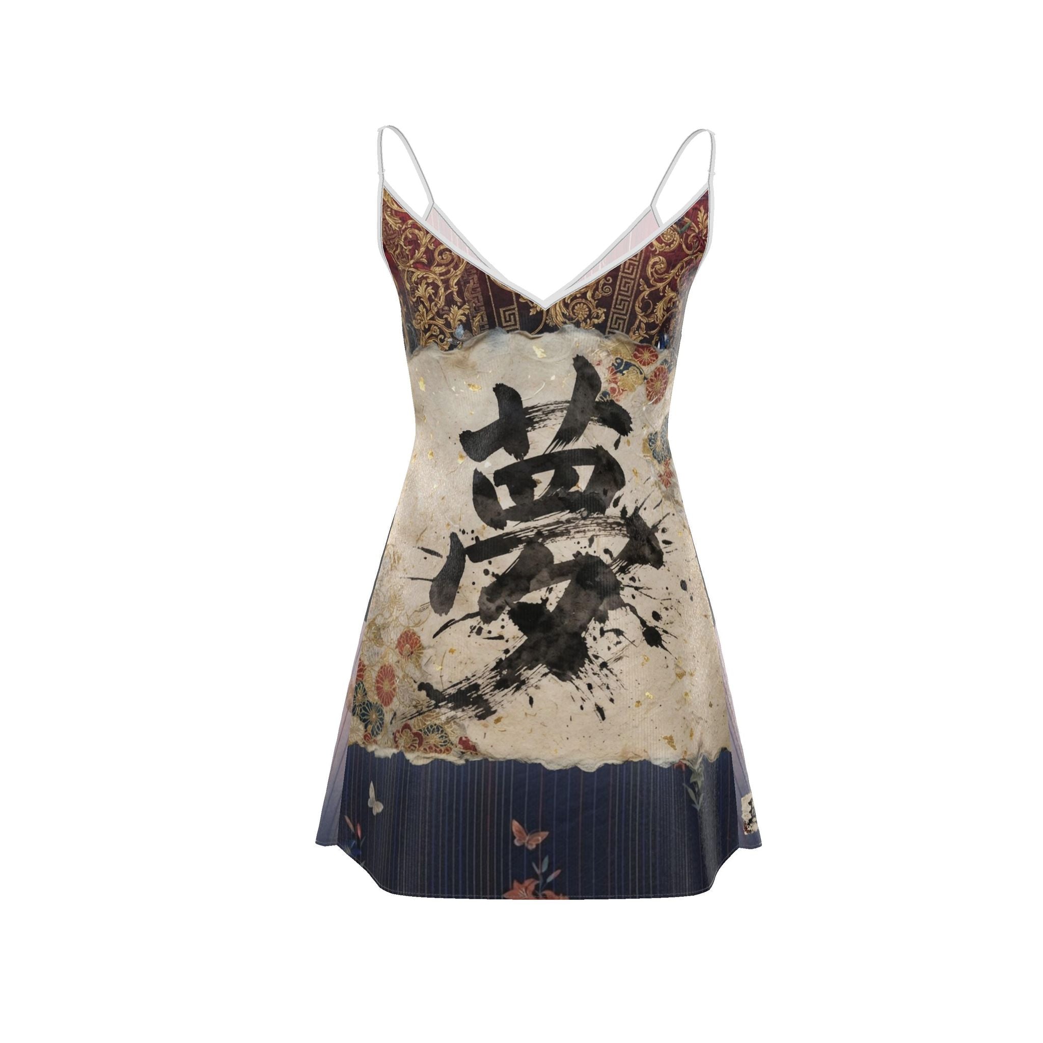 夢 Rem kanji design mini slip dress — blush kanji series, 3d render
