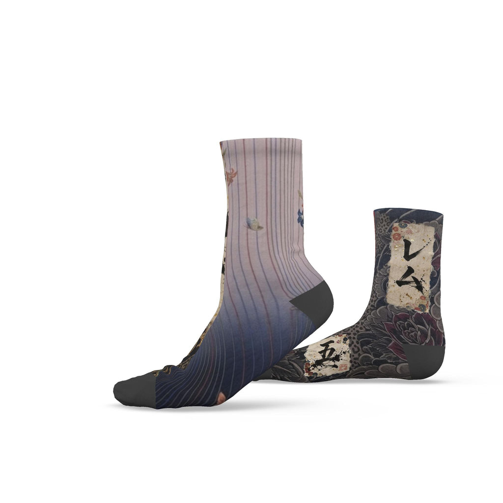 夢 Rem kanji design socks — blush kanji series, 3d render