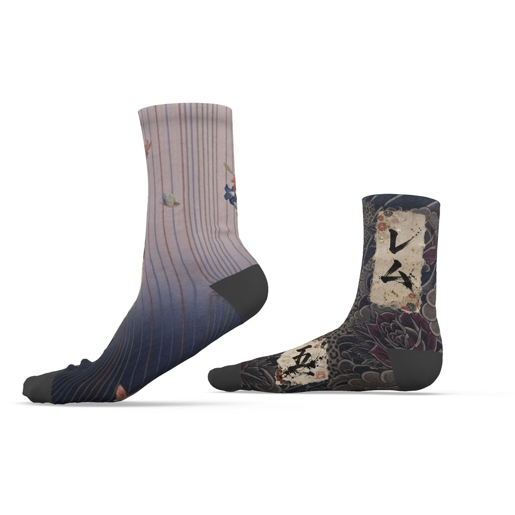 夢 Rem kanji design socks — blush kanji series, 3d render