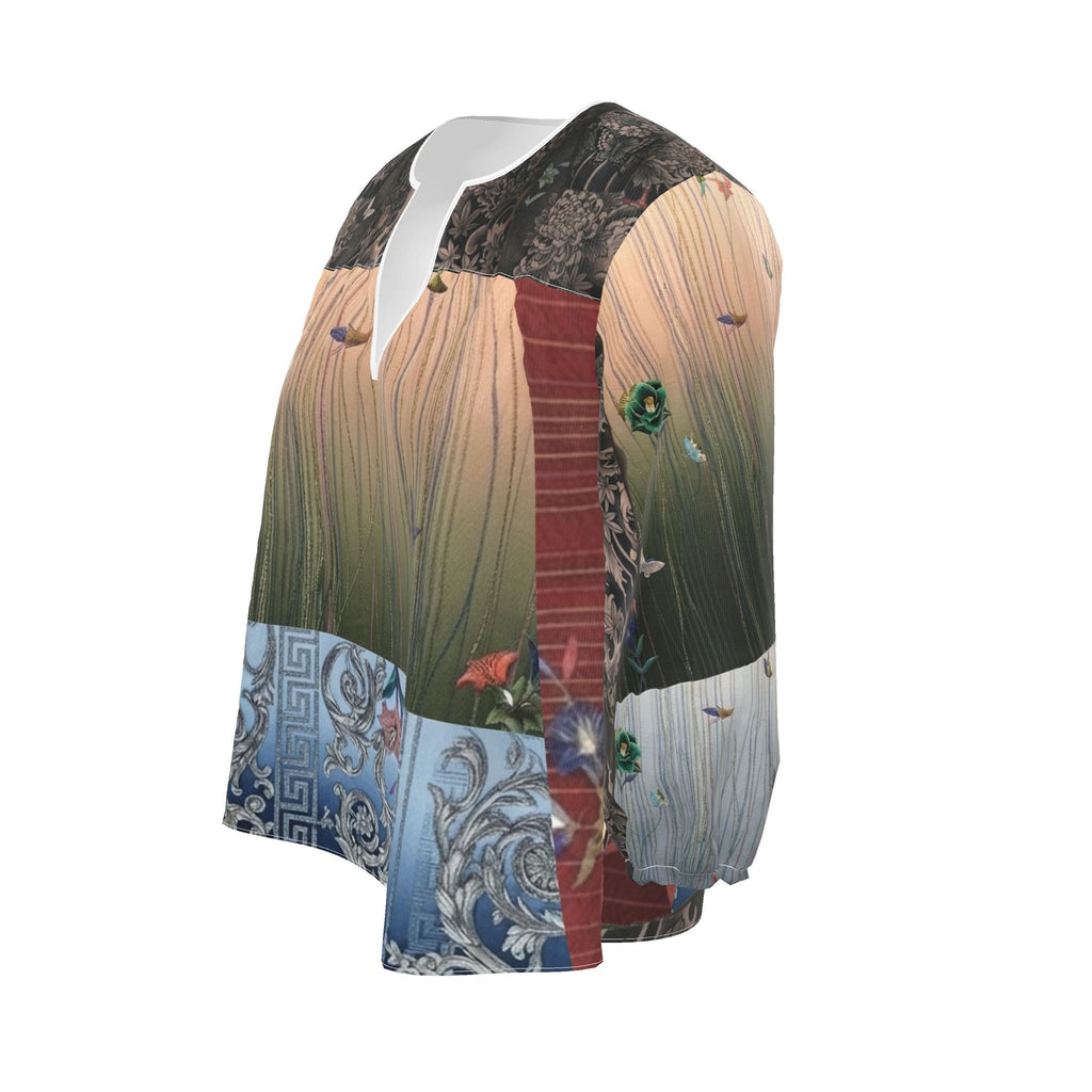 嵐 Adrenaline kanji design blouse, detail — blush kanji series
