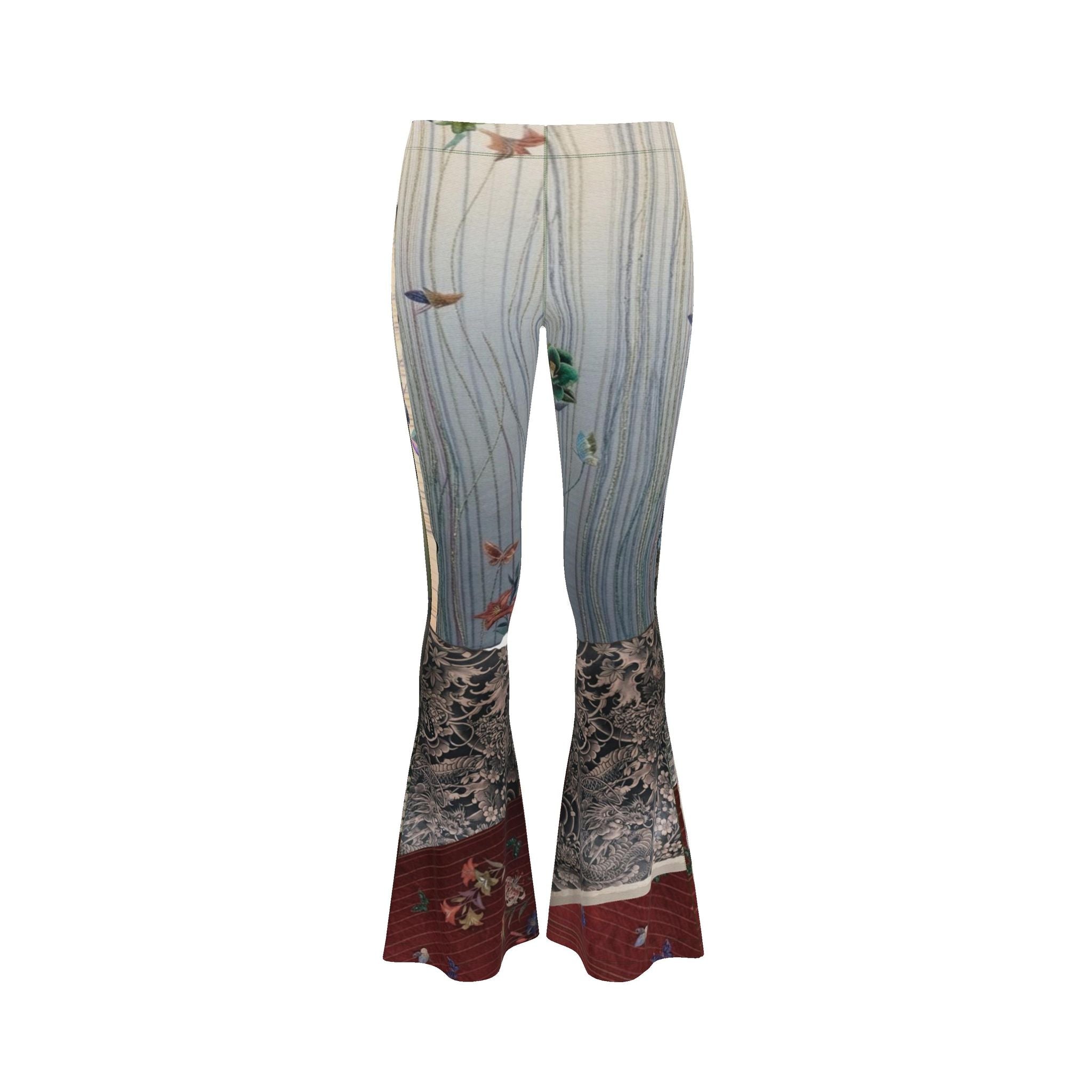 嵐 Adrenaline kanji design high waisted flared leggings — blush kanji series