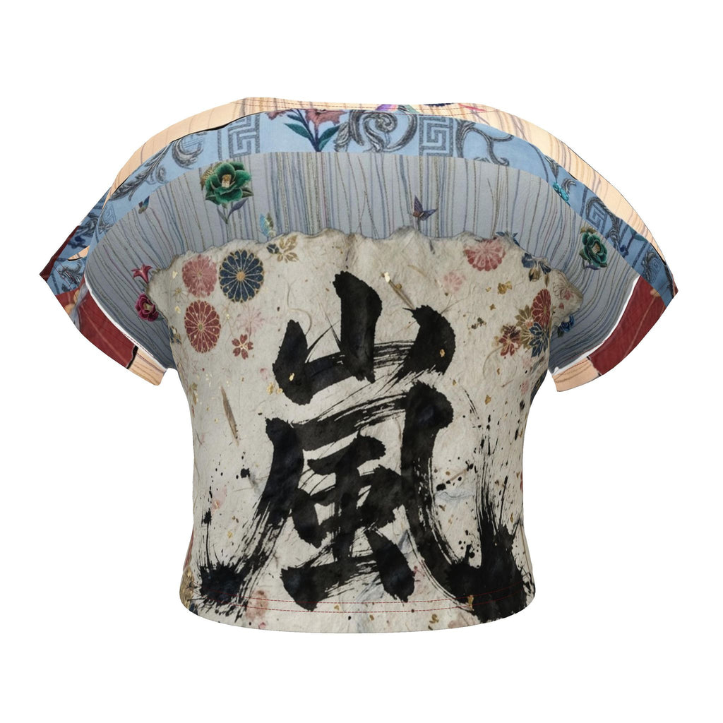 嵐 Adrenaline kanji design ladies crop top — blush kanji series, detail