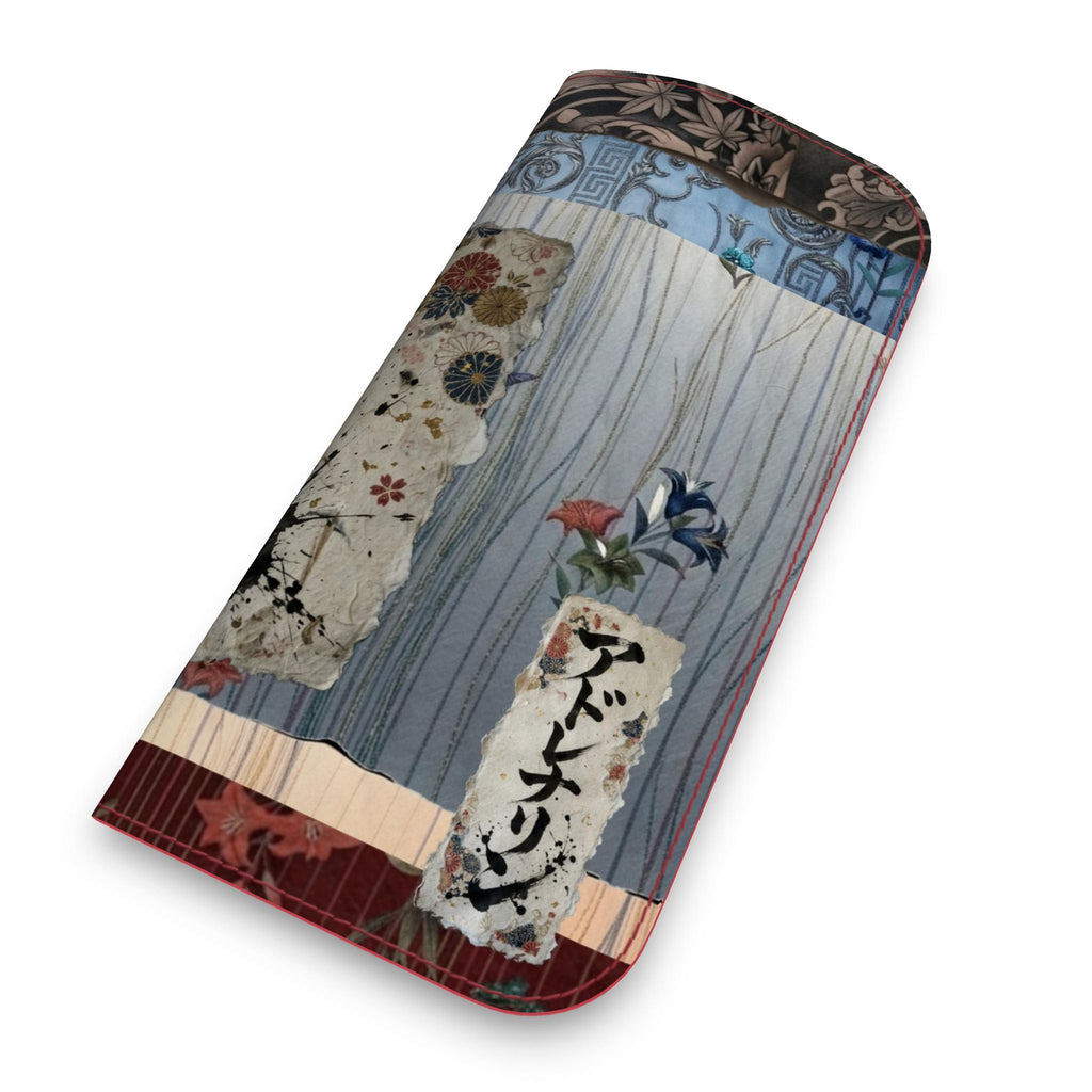 嵐 Adrenaline kanji design leather glasses case — blush kanji series, detail
