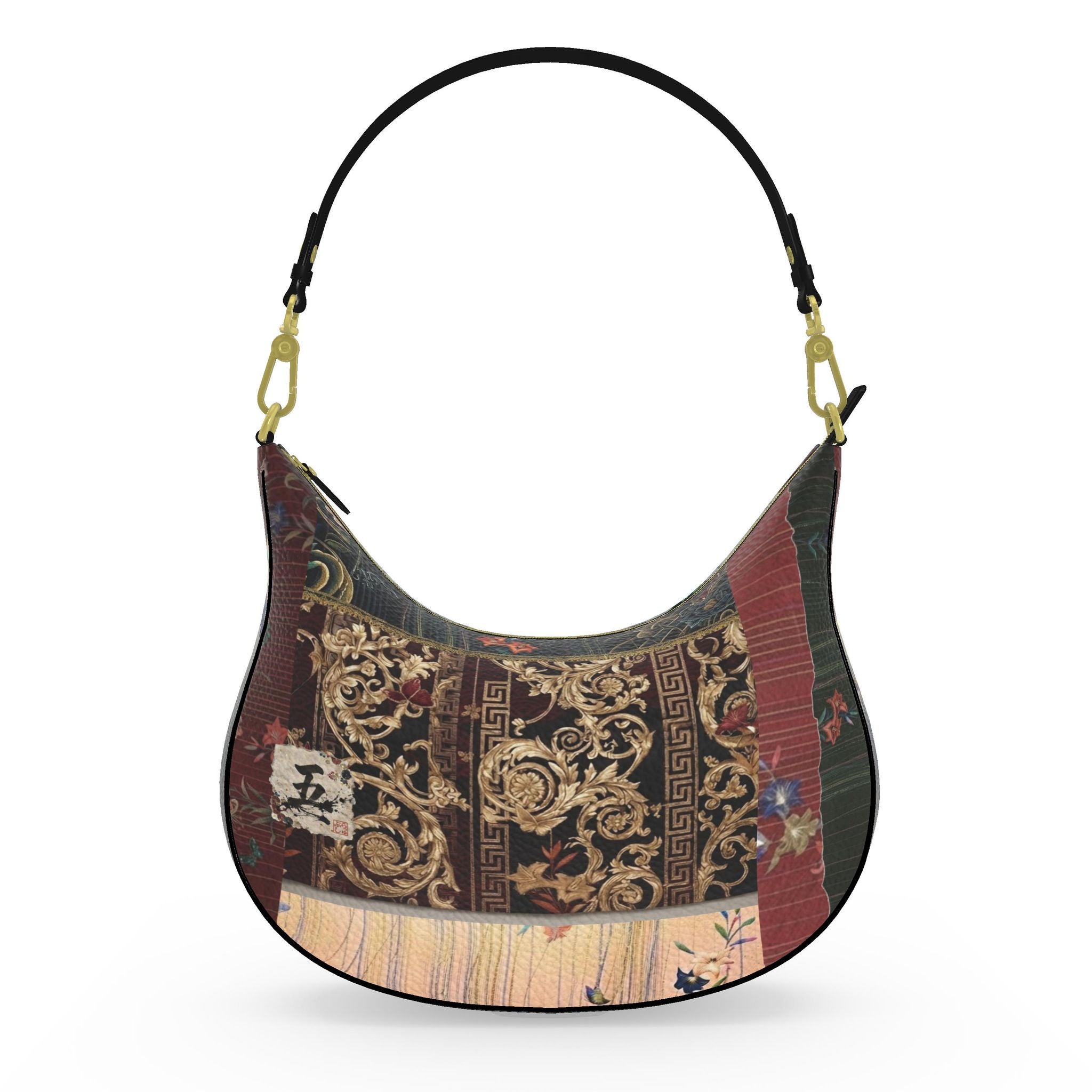旅 Kinetic kanji design curve hobo bag — blush kanji series