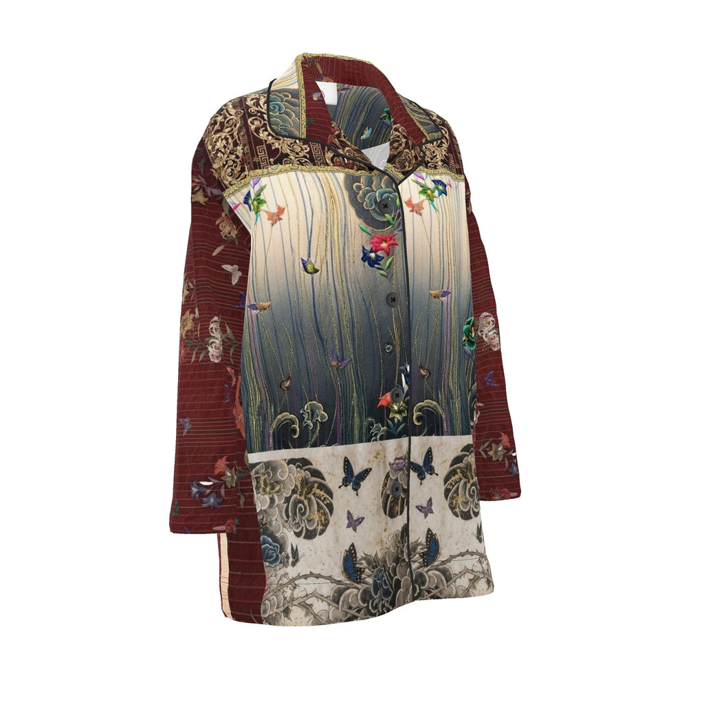 旅 Kinetic kanji design womens luxury pyjama shirt — blush kanji series