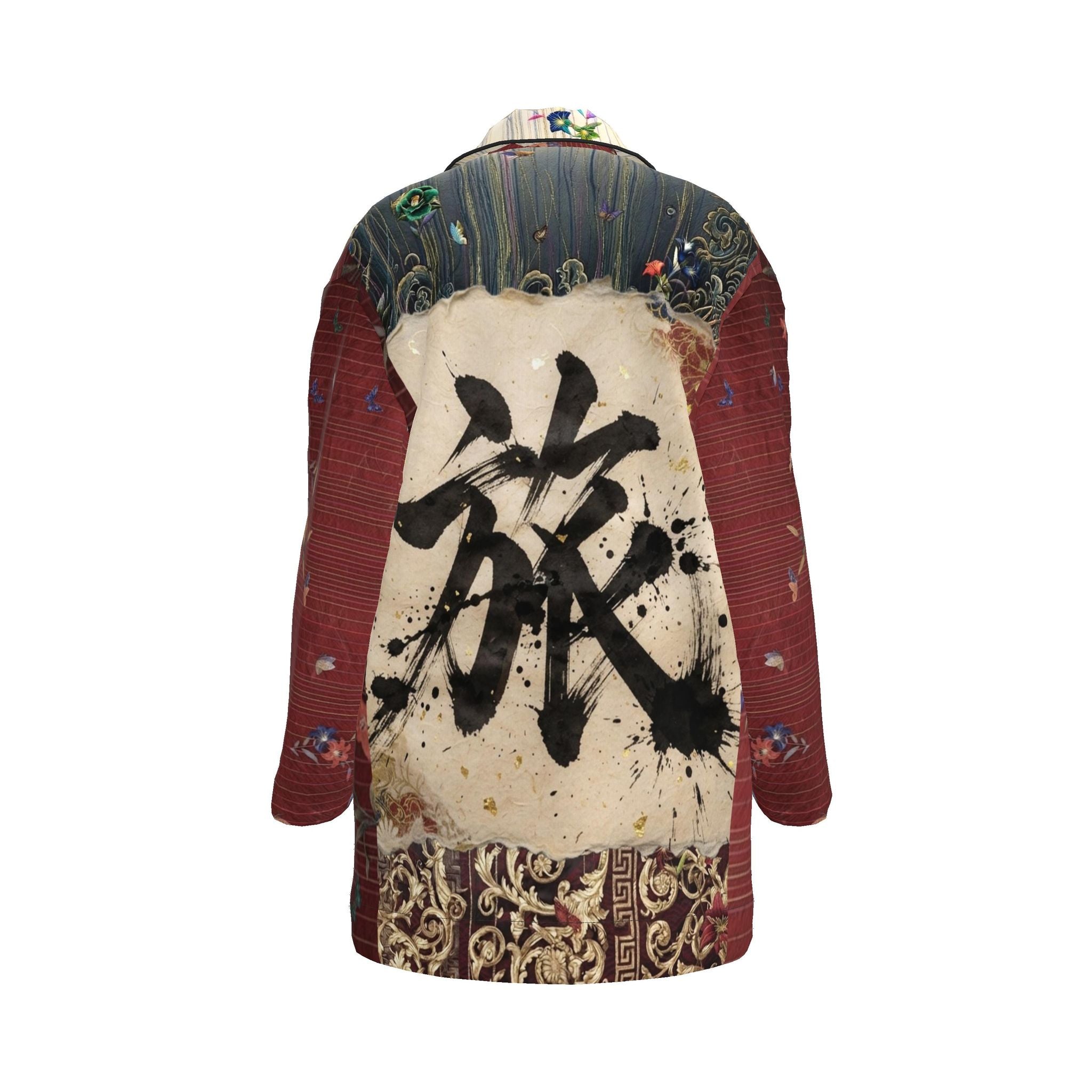 旅 Kinetic kanji design womens luxury pyjama shirt — blush kanji series, detail