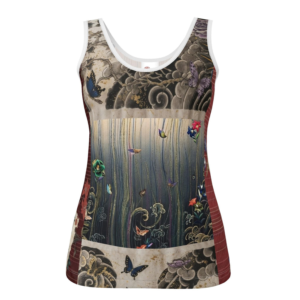 旅 Kinetic kanji design ladies vest top — blush kanji series