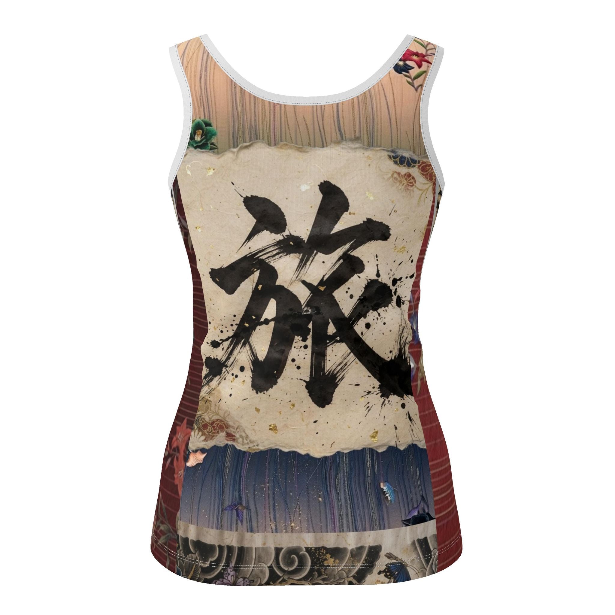 旅 Kinetic kanji design ladies vest top — blush kanji series, back view