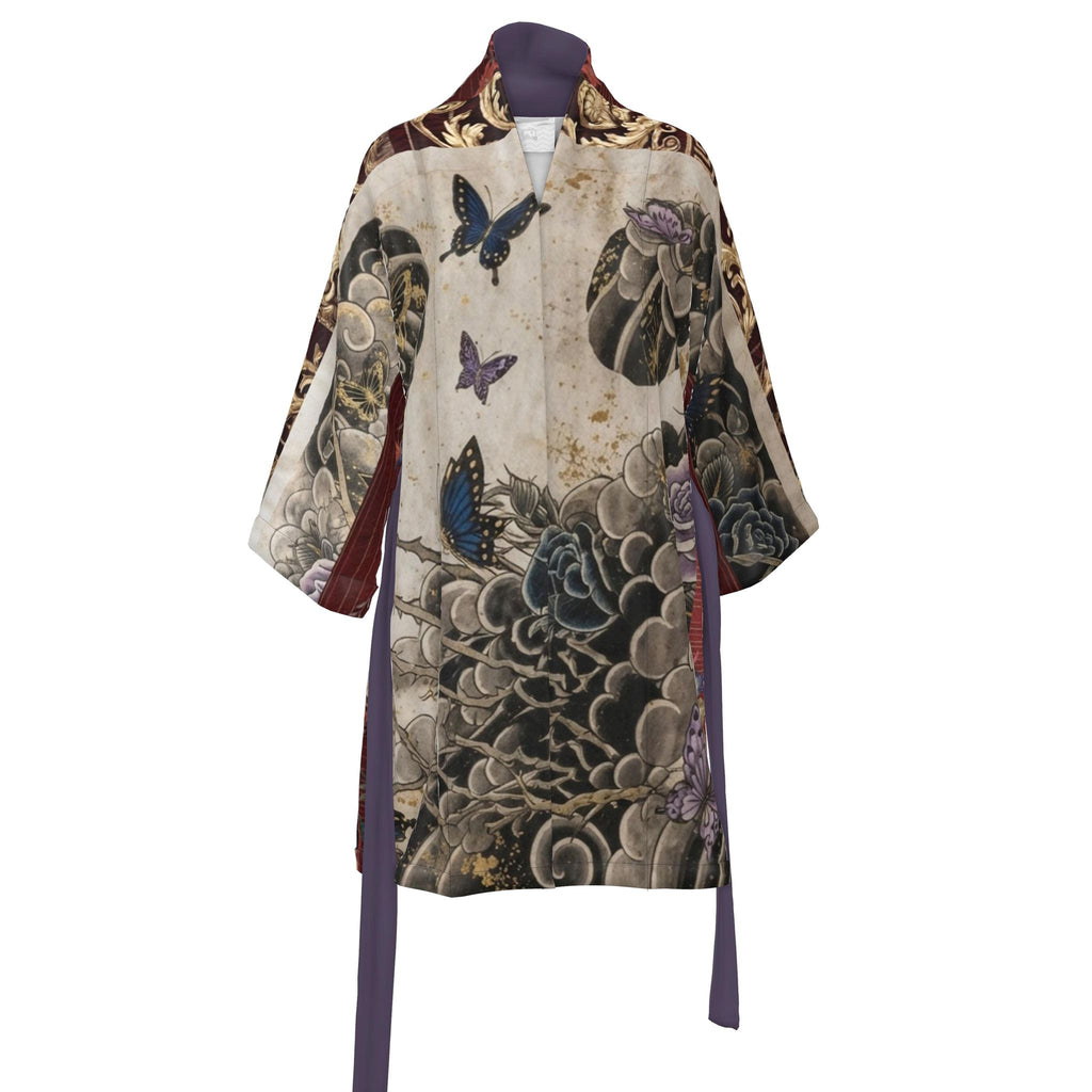 旅 Kinetic kanji design kimono — blush kanji series