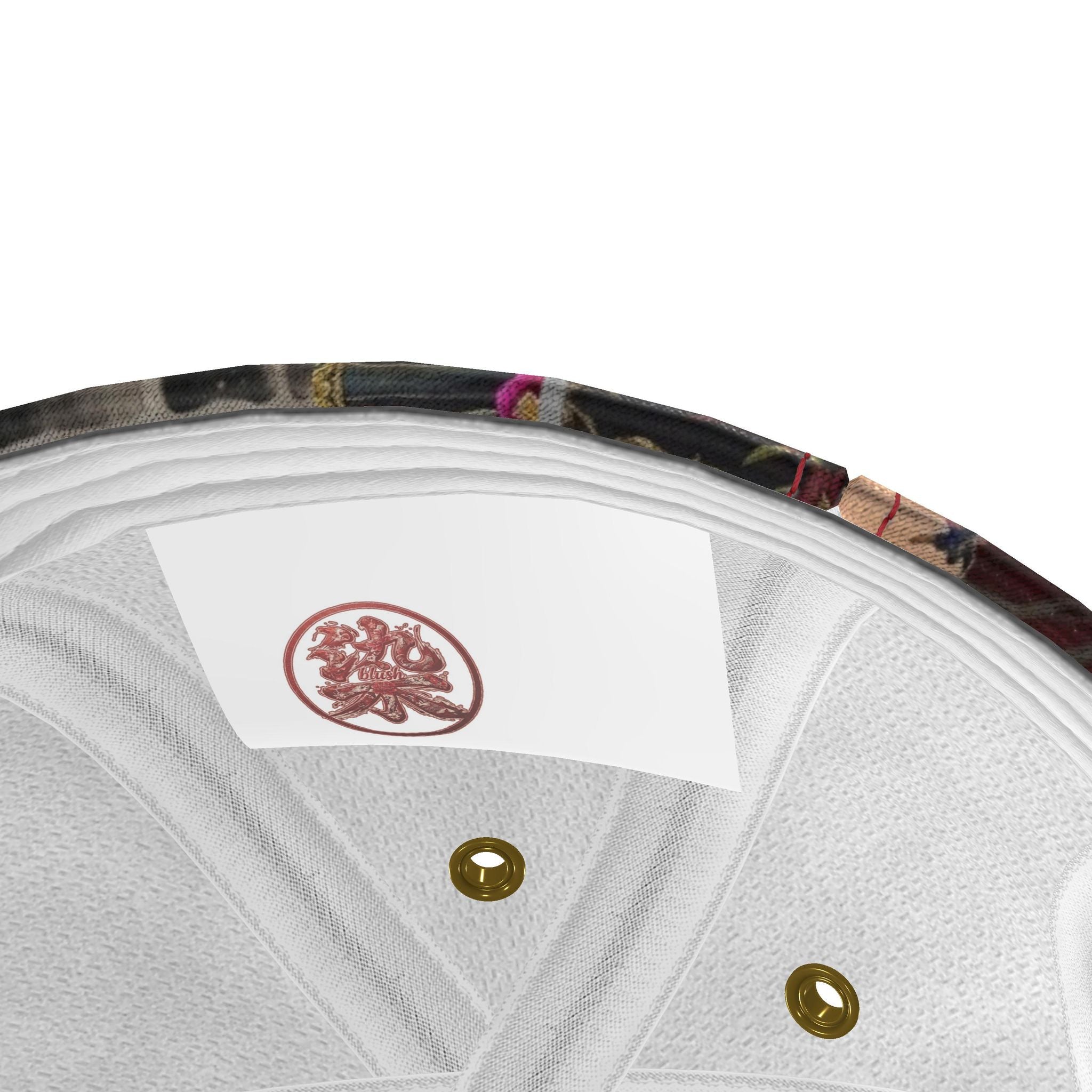 旅 Kinetic kanji design baseball cap — blush kanji series, angle view