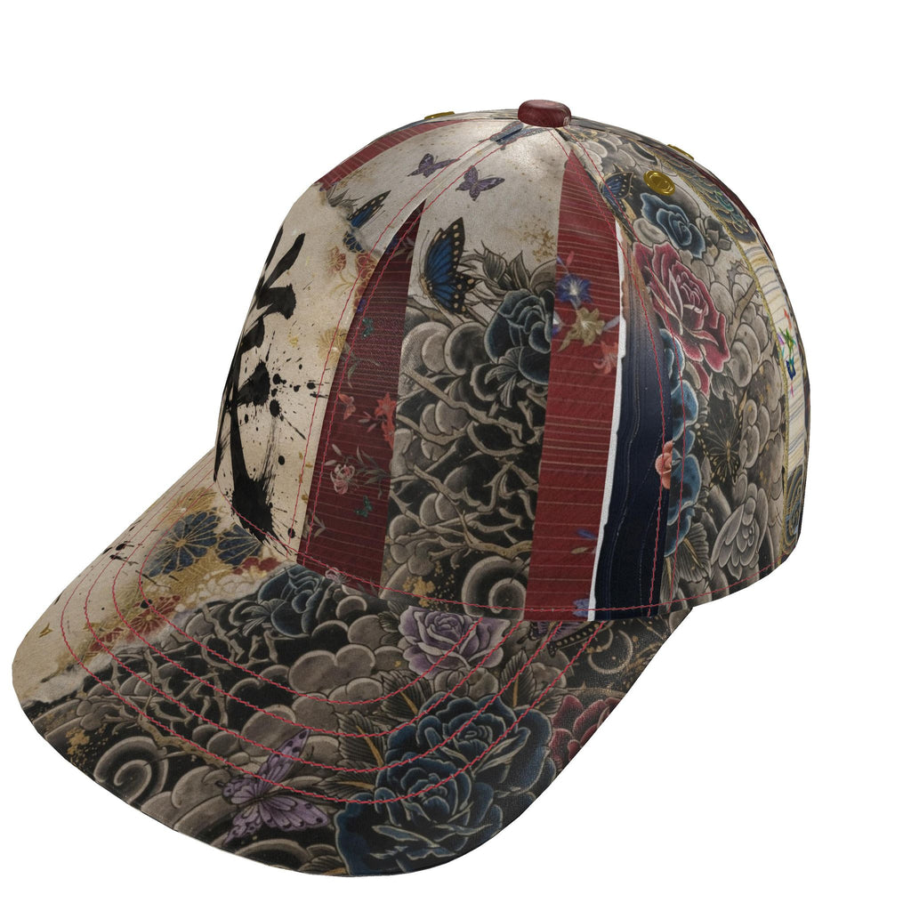 旅 Kinetic kanji design baseball cap — blush kanji series, side view