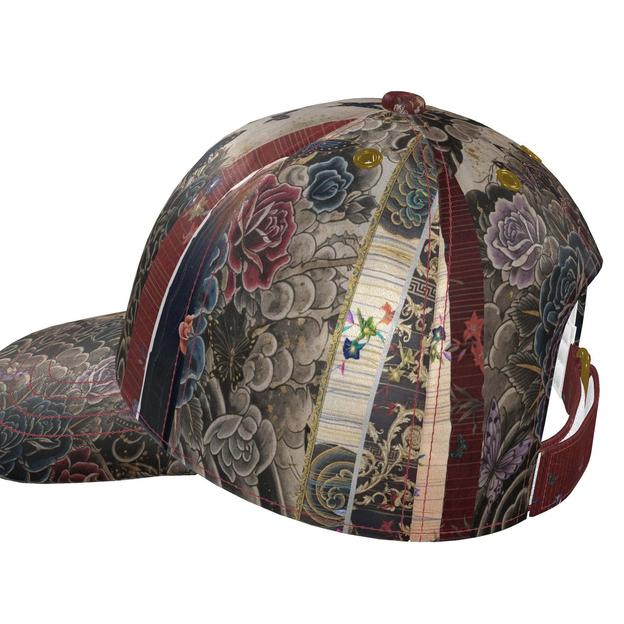旅 Kinetic kanji design baseball cap — blush kanji series, back view