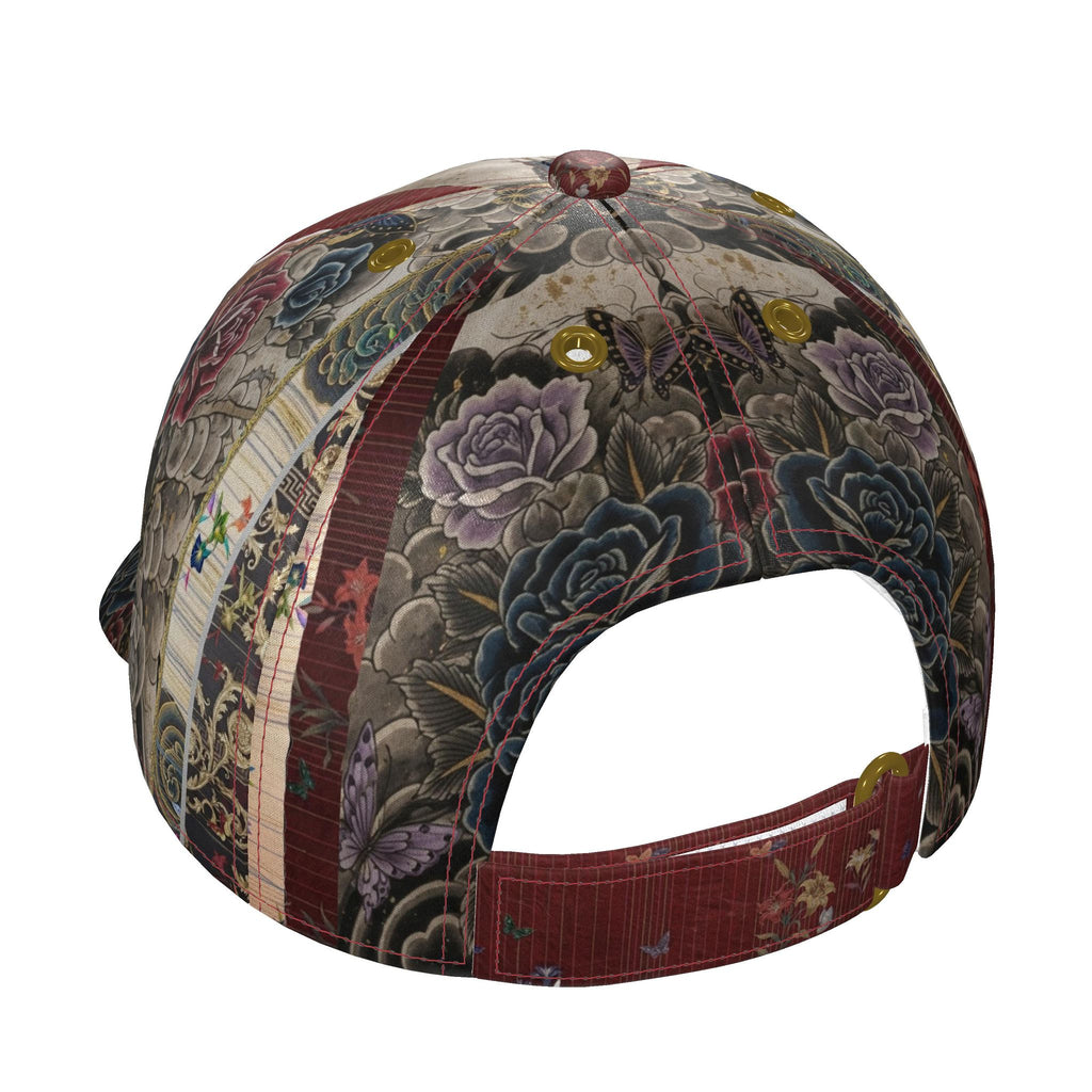 旅 Kinetic kanji design baseball cap — blush kanji series, brim detail