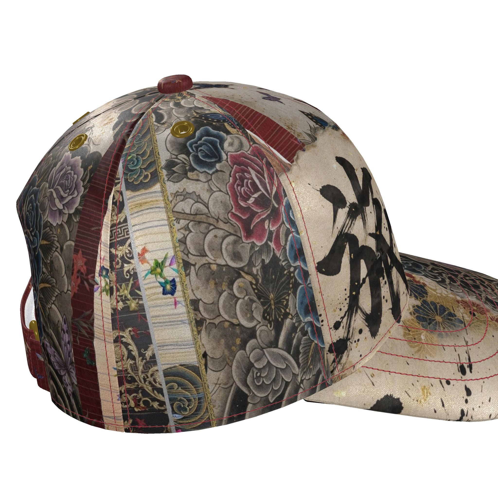 旅 Kinetic kanji design baseball cap — blush kanji series, nickel hardware