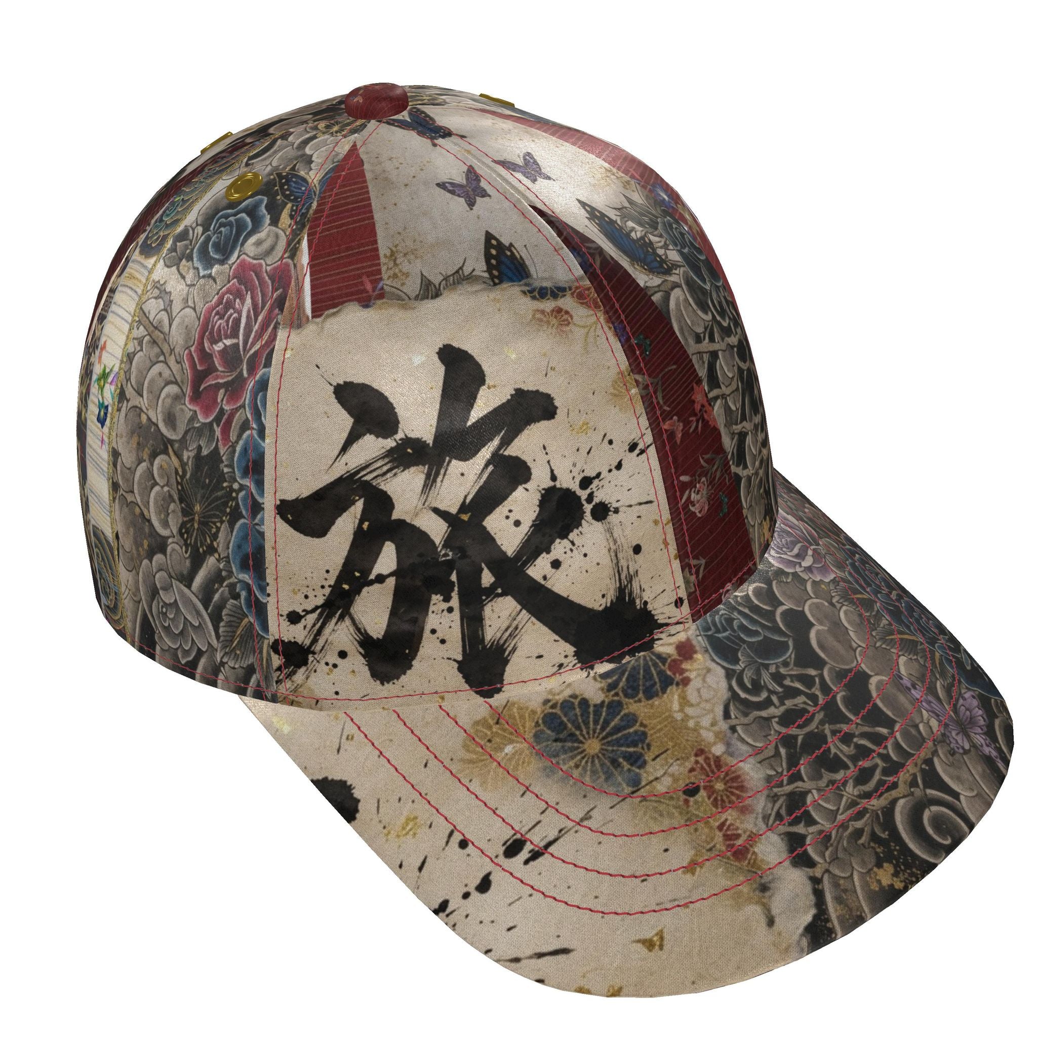 旅 Kinetic kanji design baseball cap — blush kanji series, interior view