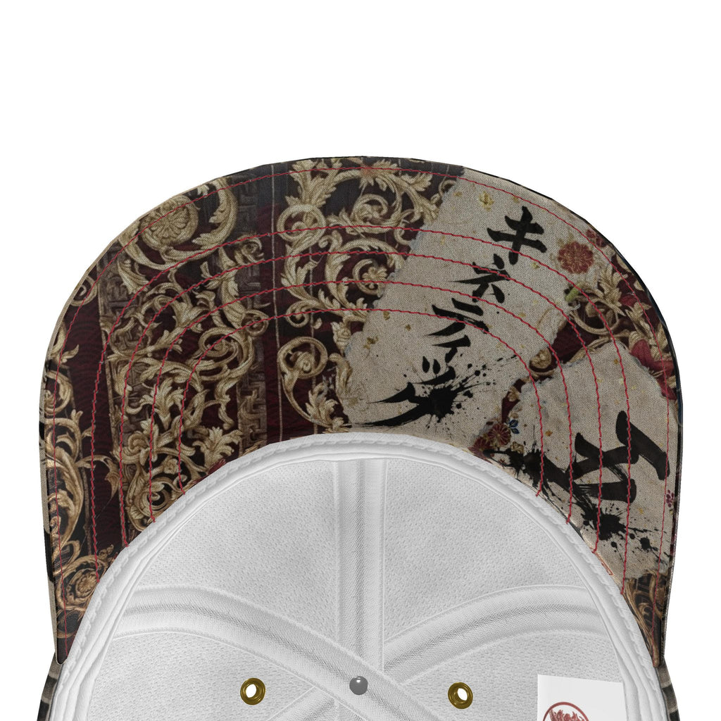 旅 Kinetic kanji design baseball cap — blush kanji series, worn view