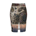 愛 Oxytocin kanji design denim midi skirt — blush kanji series