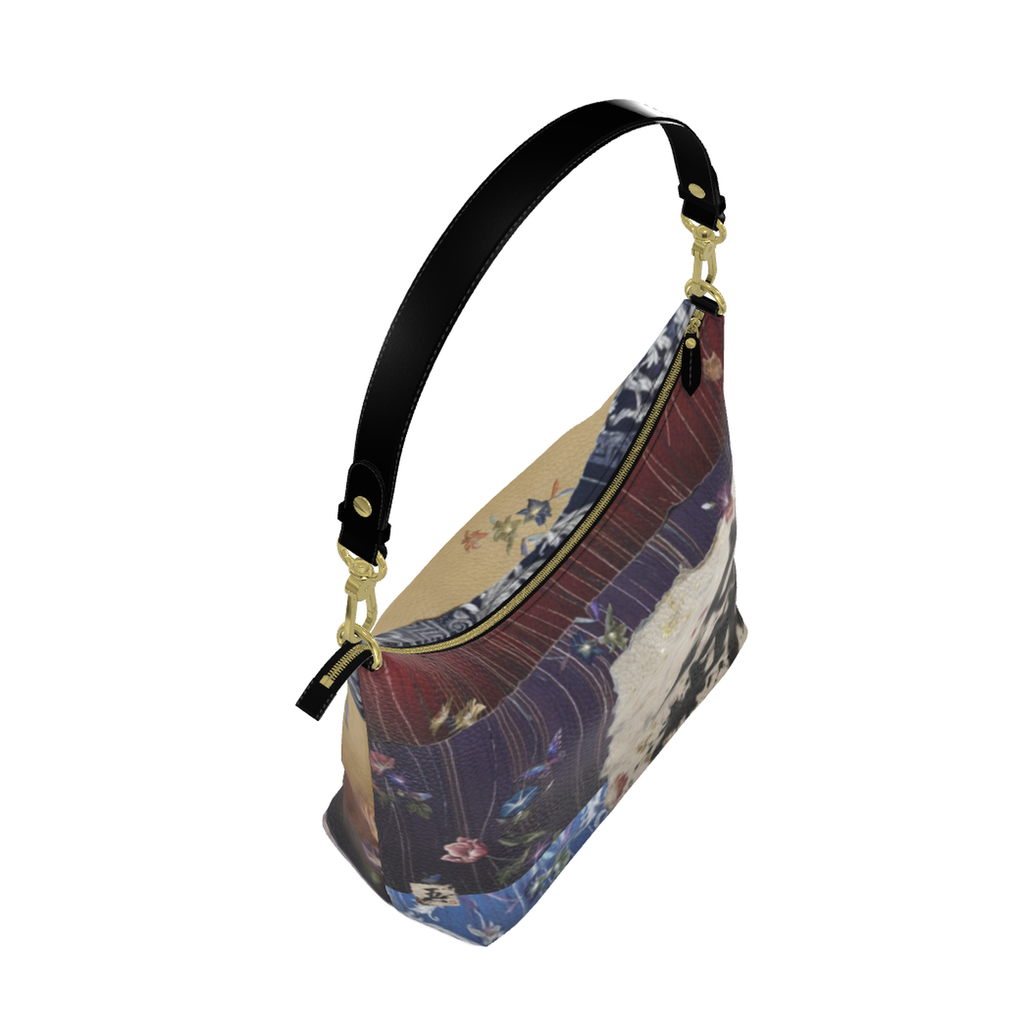 命 Genesis kanji design square hobo bag — blush kanji series, front view
