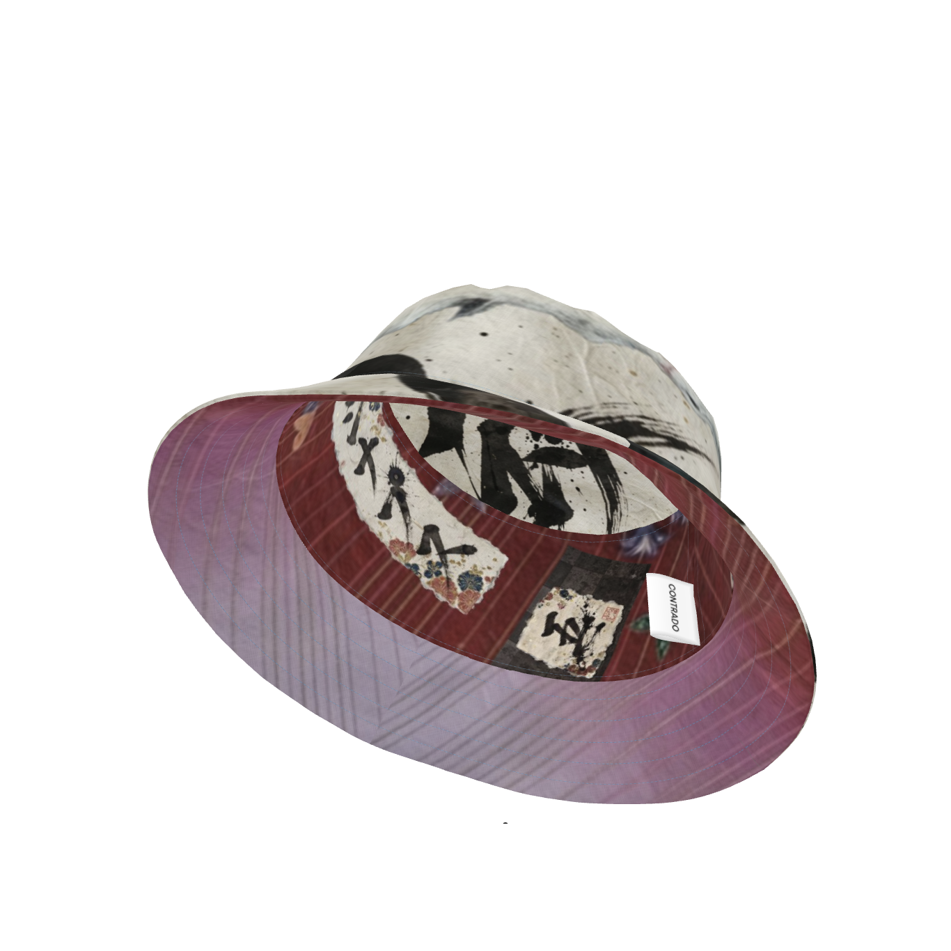魂 Synapse kanji design bucket hat — blush kanji series, side view