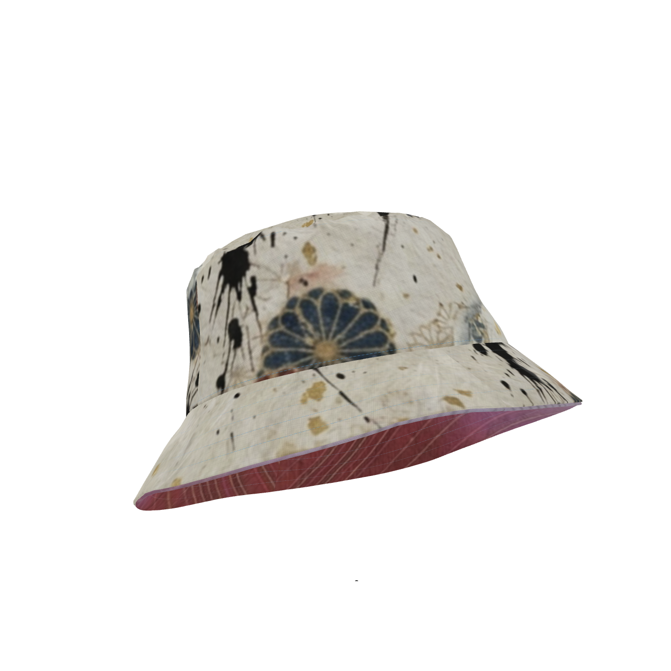 魂 Synapse kanji design bucket hat — blush kanji series, top view